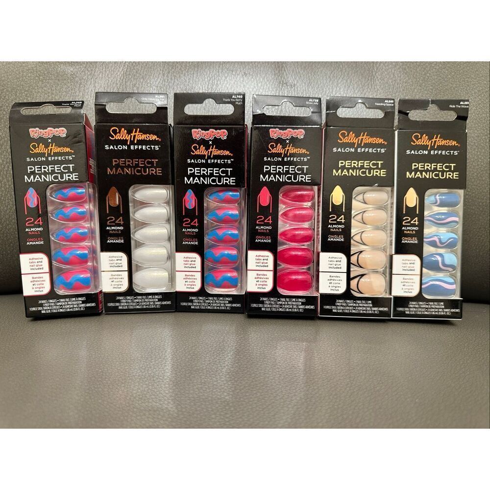 Sally Hansen 6 Sets of Almond Shaped Press On Nails New